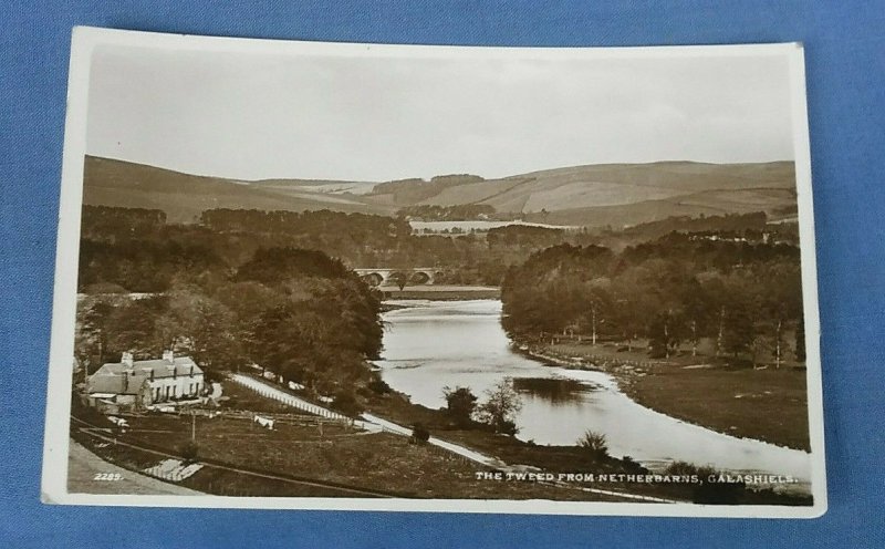 Vintage Real Photo Postcard The Tweed From Netherbarns Galashiels  G1G