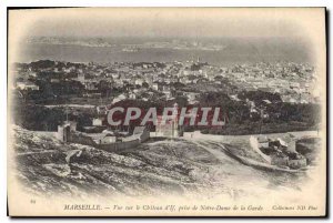 Old Postcard Marseille View Chateau d'If taking Our Lady of the Guard