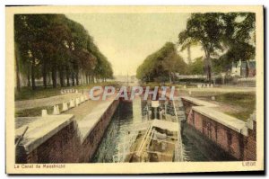 Old Postcard The Canal Boat Liege Maastricht