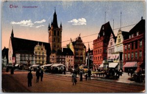 Trier Haupmarkt Germany Market Square Buildings Street View Postcard