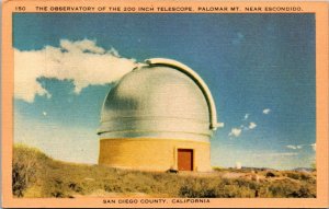 VTG 1930's Palomar Mountain Observatory Telescope San Diego County CA Postcard