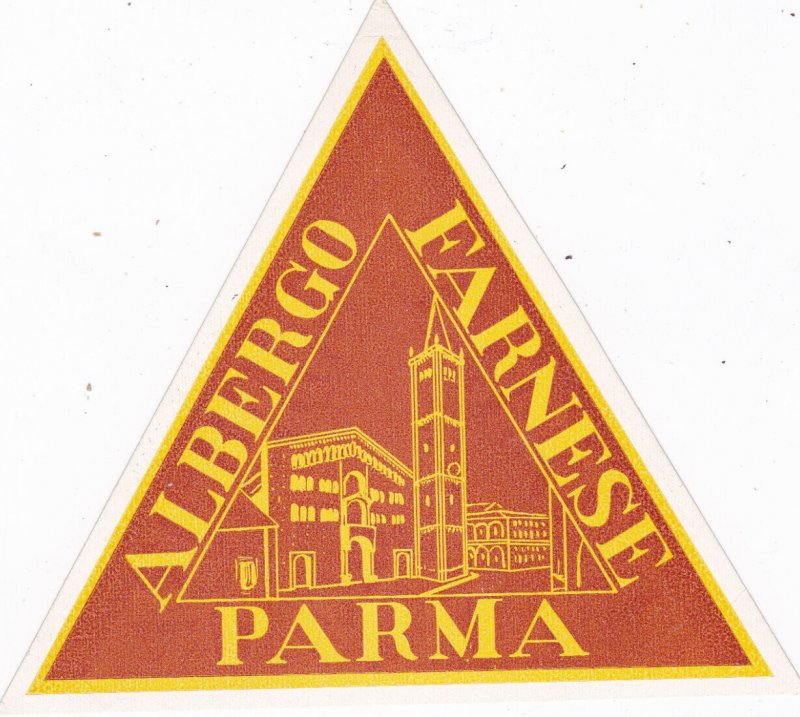 Italy Parma Albergo Farnese Vintage Luggage Label sk1965