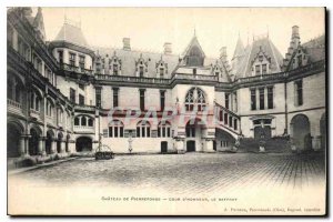 Old Postcard Chateau de Pierrefonds Honor Court on belfry tower