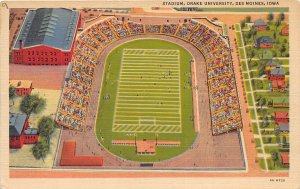 J9/ Des Moines Iowa Postcard Linen Drake University Football Stadium 204