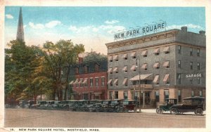 Vintage Postcard 1922 New Park Square Hotel Building Westfield Massachusetts MA