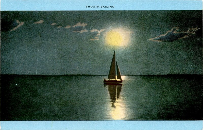 SMOOTH SAILING -Made in U.S.A. ECKCO-CHROME Reproduction Postcard