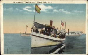 Watch Hill RI Small Steamer Watch Hill c1920 Postcard