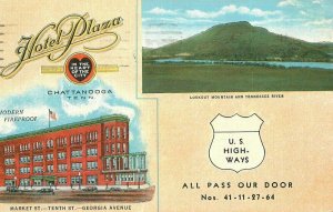 Chattanooga Tennessee roadside linen Teich Hotel Plaza Postcard 20-12532