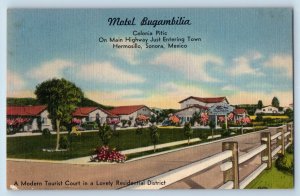 Hermosillo Sonora Mexico Postcard Motel Bugambilia Modern Tourist Court c1940's