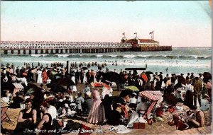 Postcard The Beach & Pier Long Beach CA JL4