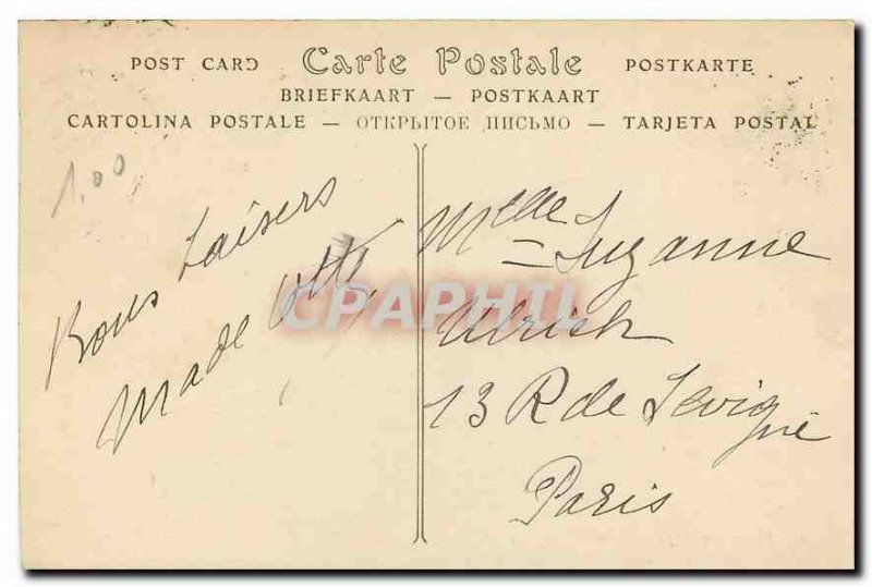 Old Postcard Verrieres rustic bridge Buisson