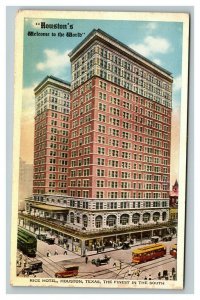 Vintage 1920's Advertising Postcard Antique Cars Rice Hotel Houston Texas