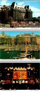 3~4X6 Postcards Victoria, BC Canada EMPRESS HOTEL Day/Night HARBOUR~Double Buses