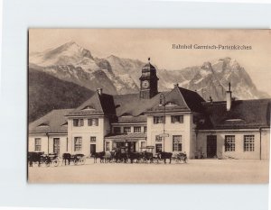 Postcard Bahnhof Garmisch Partenkirchen Germany