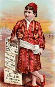 Victorian Trade Card Scott Bowne Emulsion Little Turk New York NY c.1880s Orient