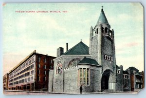 1910 Muncie Indiana IN Vintage Postcard Presbyterian Church Chapel Building