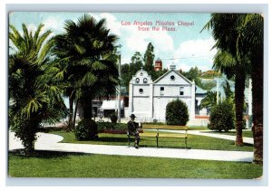 Vintage Los Angeles Mission Chapel From The Plazza. Postcard P28E