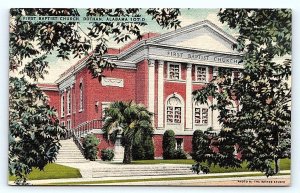 DOTHAN, AL Alabama ~ FIRST BAPTIST CHURCH  c1950s Houston County Linen Postcard