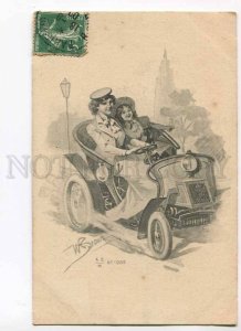 279772 BELLE Lovers in CAR by BRAUN vintage A.S.W. #1088 PC