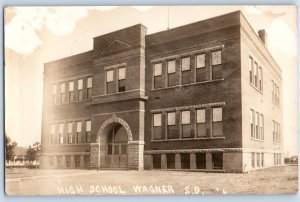 Wagner South Dakota SD Postcard RPPC Photo High School Building Campus 1912