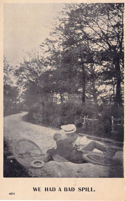 Bicycle Accident Cycle Disaster Old Comic Real Photo Postcard