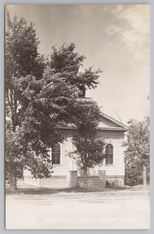 Deer River Minnesota~One Room Square Wooden Church~Bell In Bell Tower~1940s RPPC 