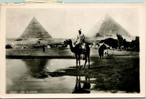 Vtg Postcard RPPC 1963 Cairo Egypt Pyramids Giza Camel Oasis