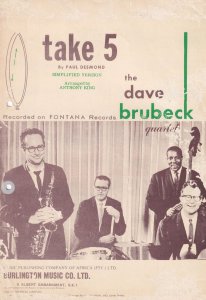 Dave Brubeck The Band Take 5 South African 1950s Sheet Music