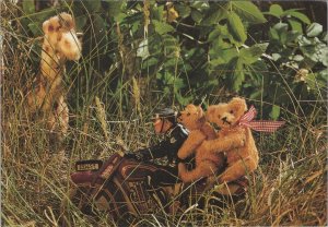 Children Postcard - Cute Teddy Bears Riding on a Toy Police Bike  Ref.RR18672