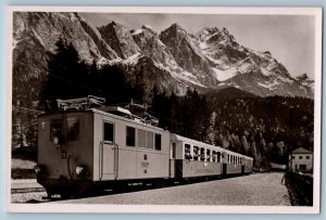 Germany Postcard Bavarian Zugspitzbahn Cogwheel Train c1930's RPPC Photo