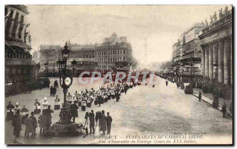 Postcard Old Bordeaux Funerals Cardinal Lecot View d & # 39ensemble the proce...