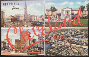 Vintage Postcard 1940 Greetings from Cleveland, Ohio (OH)