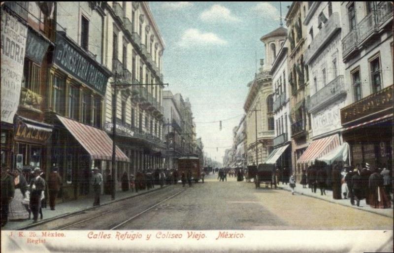 Mexico City Calles Refugio c1905 Postcard