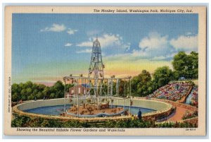 c1940s The Monkey Island Washington Park Michigan City Indiana IN Falls Postcard