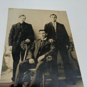 Vintage 3 Men Real Photo Post Card