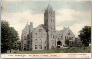 postcard University Hall, Ohio Wesleyan University hand colored Rotograph