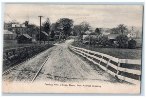 1906 Feeding Hills Village From Railroad Crossing Springfield MA Postcard