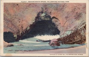 Yellowstone National Park Dragons Mouth Spring Haynes Linen Postcard E92