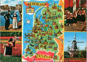 Postcard Map Netherlands - Holland