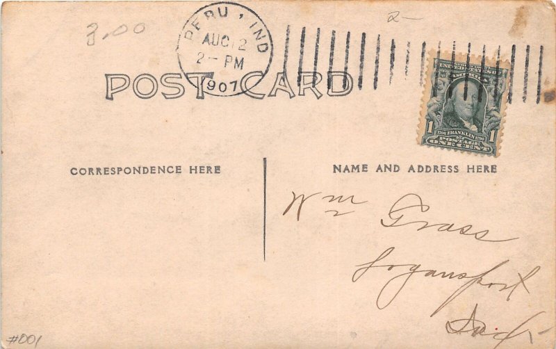 J66/ Peru Indiana RPPC Postcard c1910 Arch Bridge across River  364