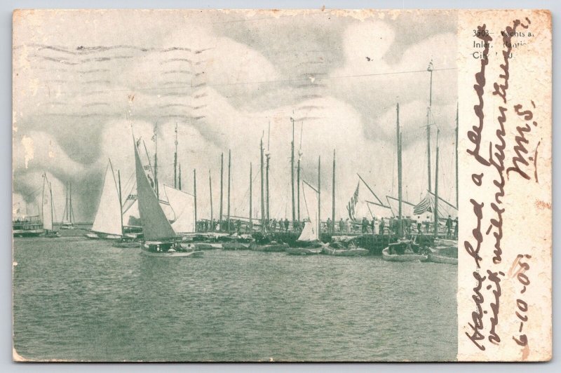 1905 Yachts Inlet Atlantic City New Jersey NJ Antique Posted Postcard