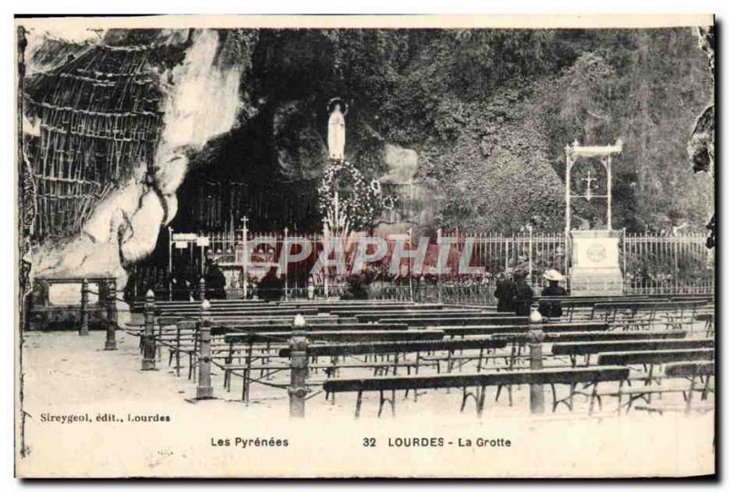 Old Postcard Lourdes Grotto