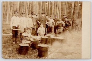 RPPC WWI German Military Field-Kitchen~Krätzchen~Beer Steins~Küchenpersonal~Food