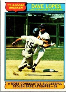 1976 Topps Baseball Card -75 Record Breaker Dave Lopes L A Dodgers sk13019