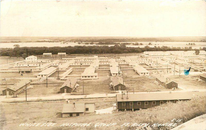 FT RILEY KANSAS 1940s Whiteside Hospital Group RPPC real photo postcard 3448