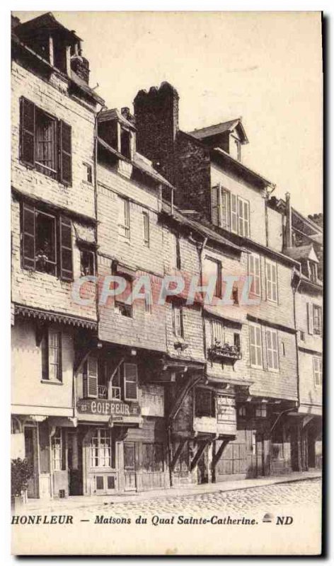 Old Postcard Honfleur Maisons du Quai Sainte Catherine Barber