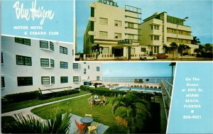 Postcard FL Miami Beach Blue Horizon Motor Hotel & Cabana Club Dualview 1960s J1