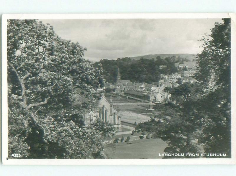 old rppc NICE VIEW Langholm Muckle Toun - Dumfries & Galloway Scotland UK i3597