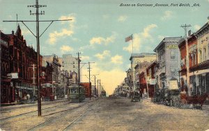 c.1907,Garrison Avenue, Trolleys, Wagons, Ft Smith, Arkansas, AR, Old Postcard