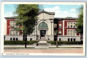 1919 High School Building Campus Entrance New Albany Indiana IN Vintage Postcard